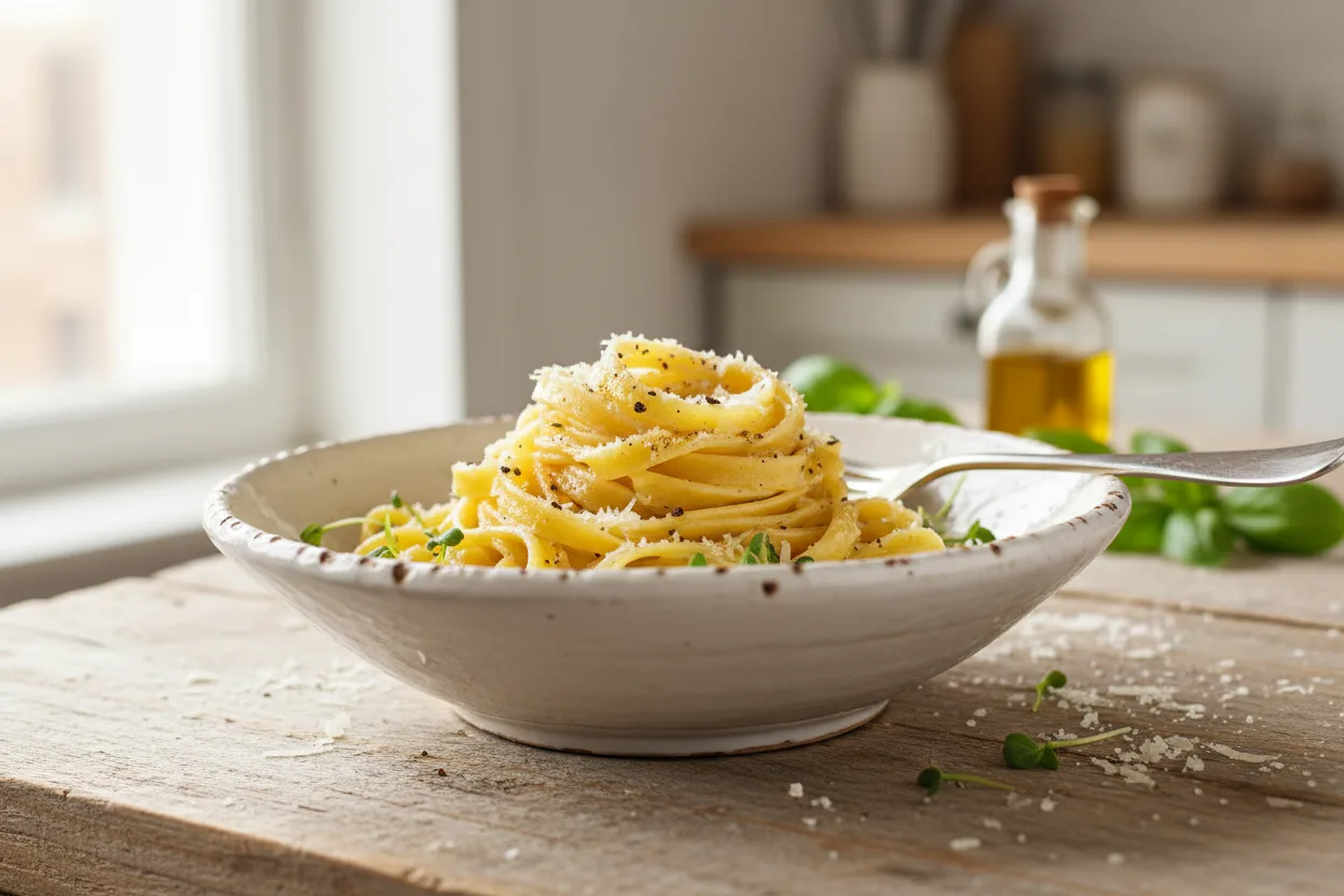 Pasta al Burro — a high-protein pasta italian recipe with about 3g of fiber