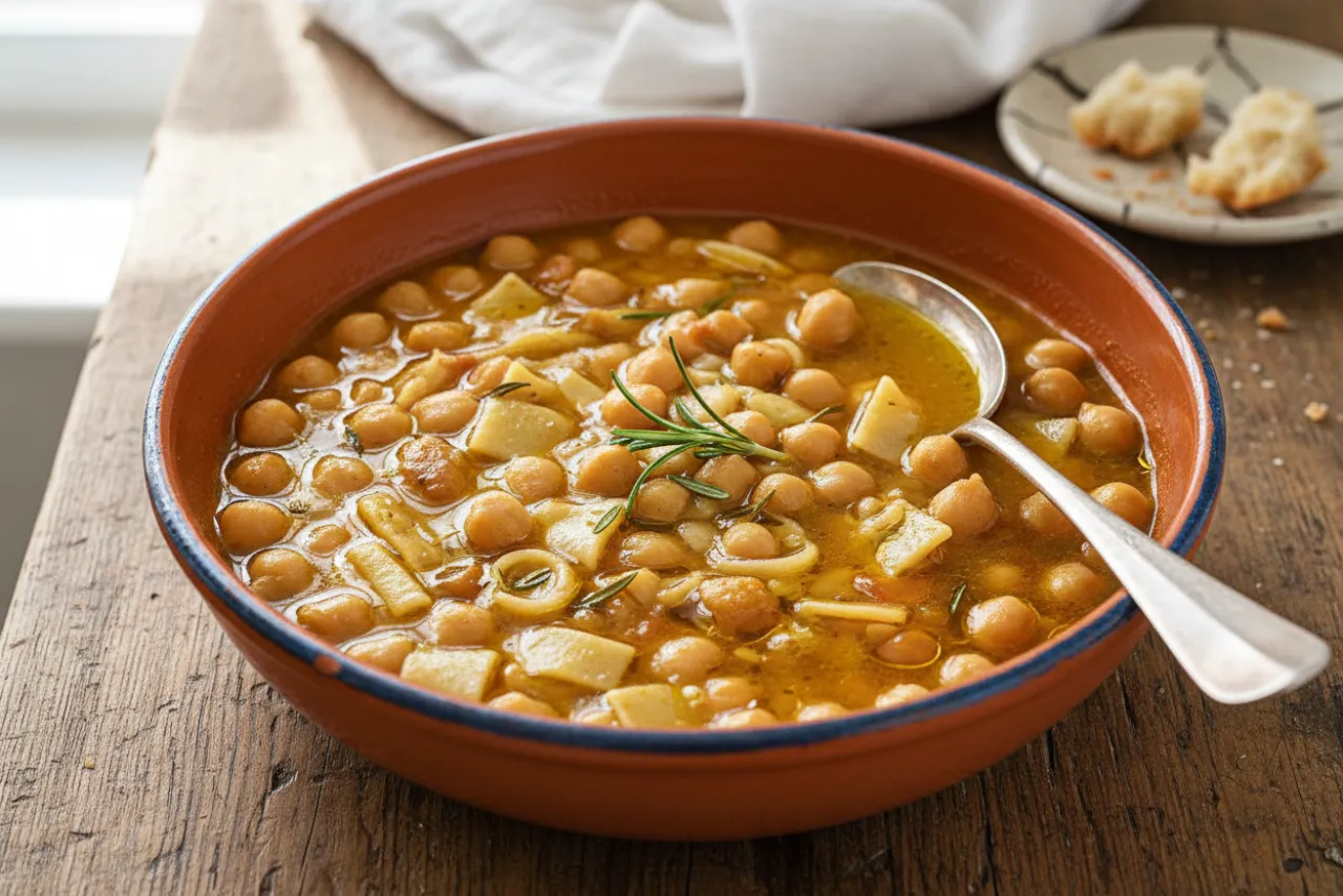 Pasta e Ceci — a high-fiber dinner italian recipe with about 17g of fiber