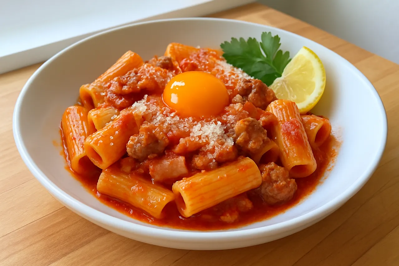 Pasta alla Zozzona — a Mediterranean diet italian recipe with about 4g of fiber