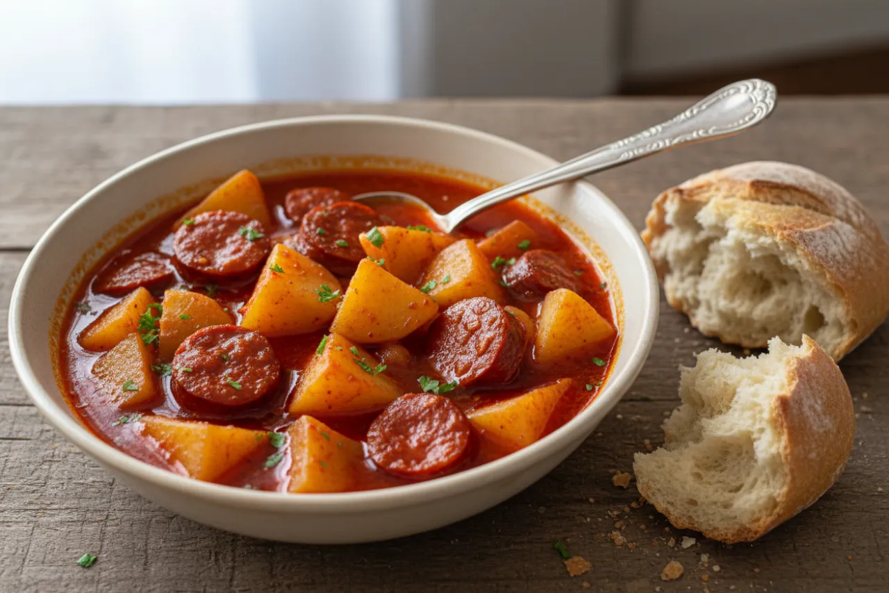 Patatas a la Riojana — Spanish recipe, finished and plated