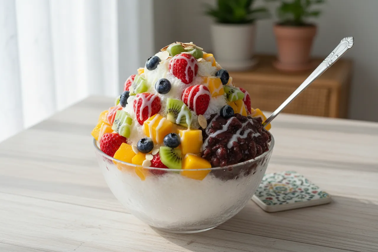 Quick Patbingsu — Korean recipe, finished and plated
