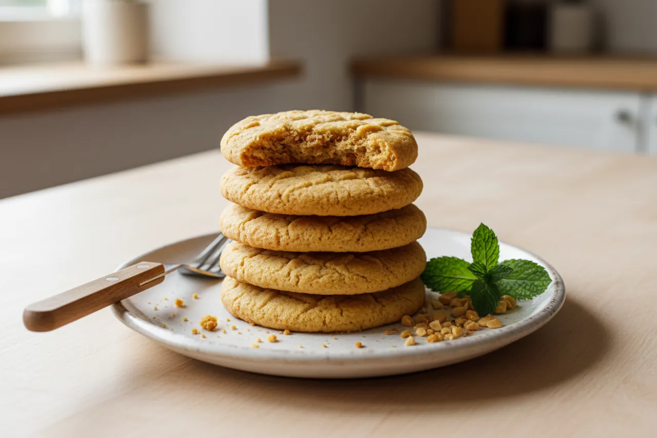Peanut Butter Cookies — American recipe, finished and plated