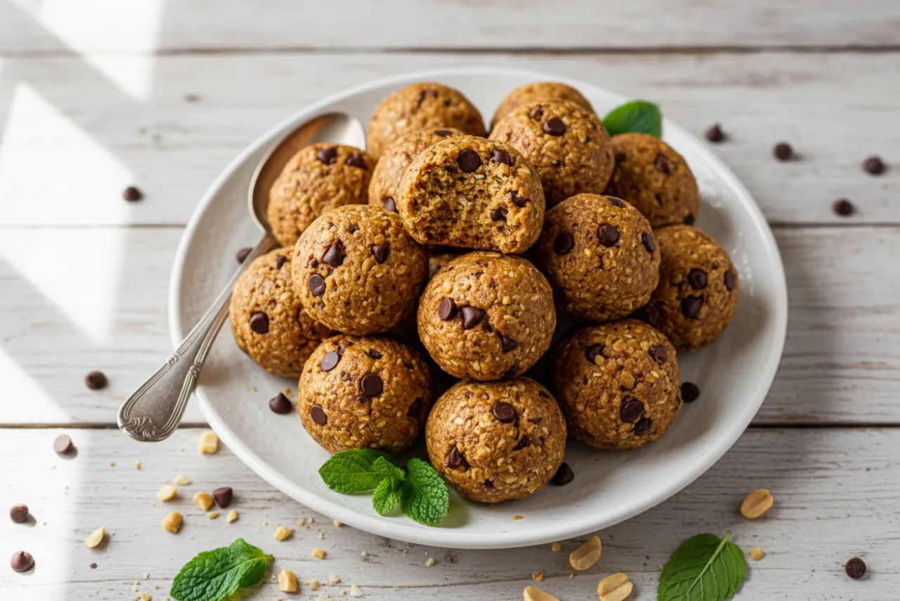Peanut Butter Energy Balls — American recipe, finished and plated