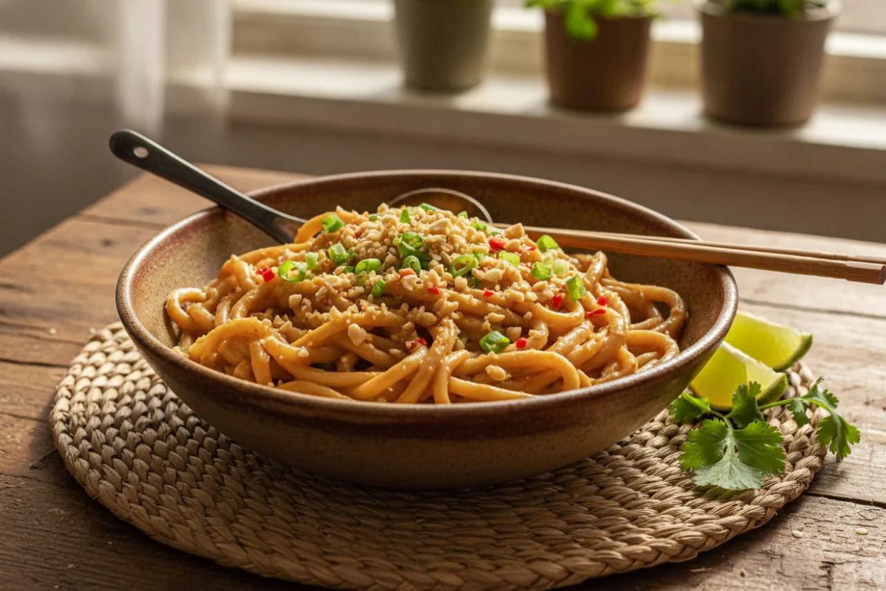 Peanut Noodles — a dinner for two thai recipe with about 9g of fiber
