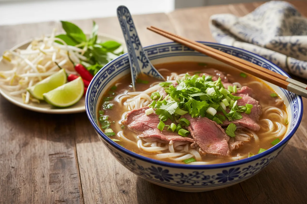 Pho Bo — a high-protein soup vietnamese recipe with about 4g of fiber