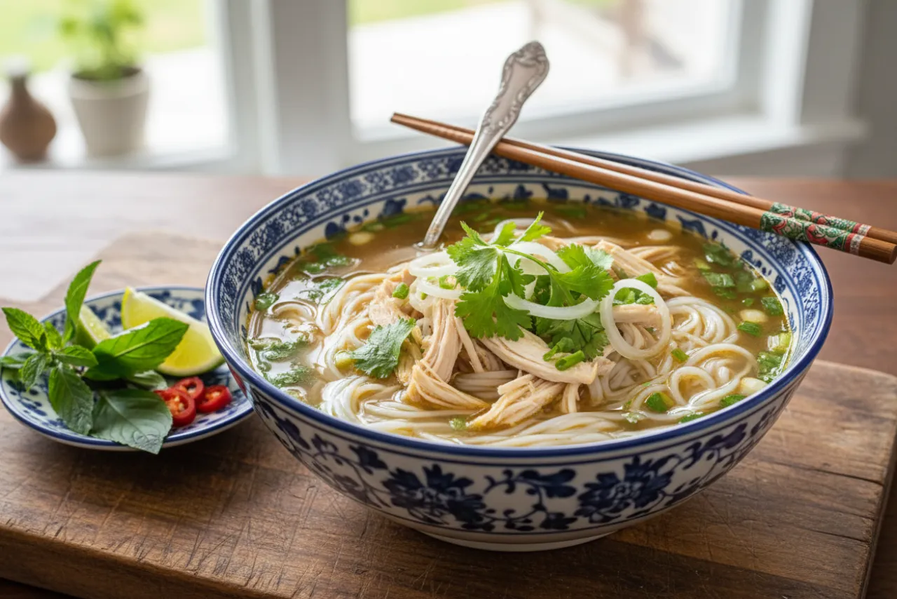 Pho Ga — a high-protein soup vietnamese recipe with about 2g of fiber
