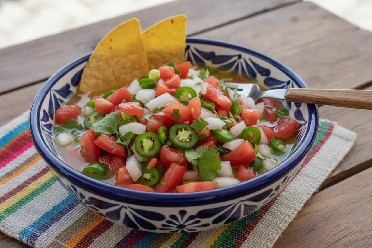 Pico de Gallo — Mexican recipe, finished and plated