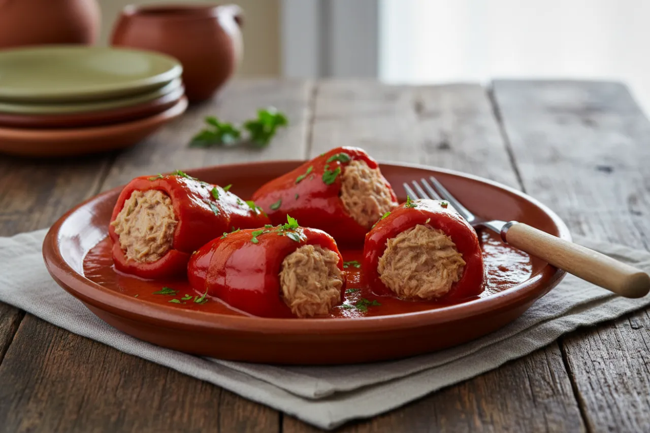 Stuffed Piquillo Peppers — a anti-inflammatory lunch spanish recipe with about 4g of fiber