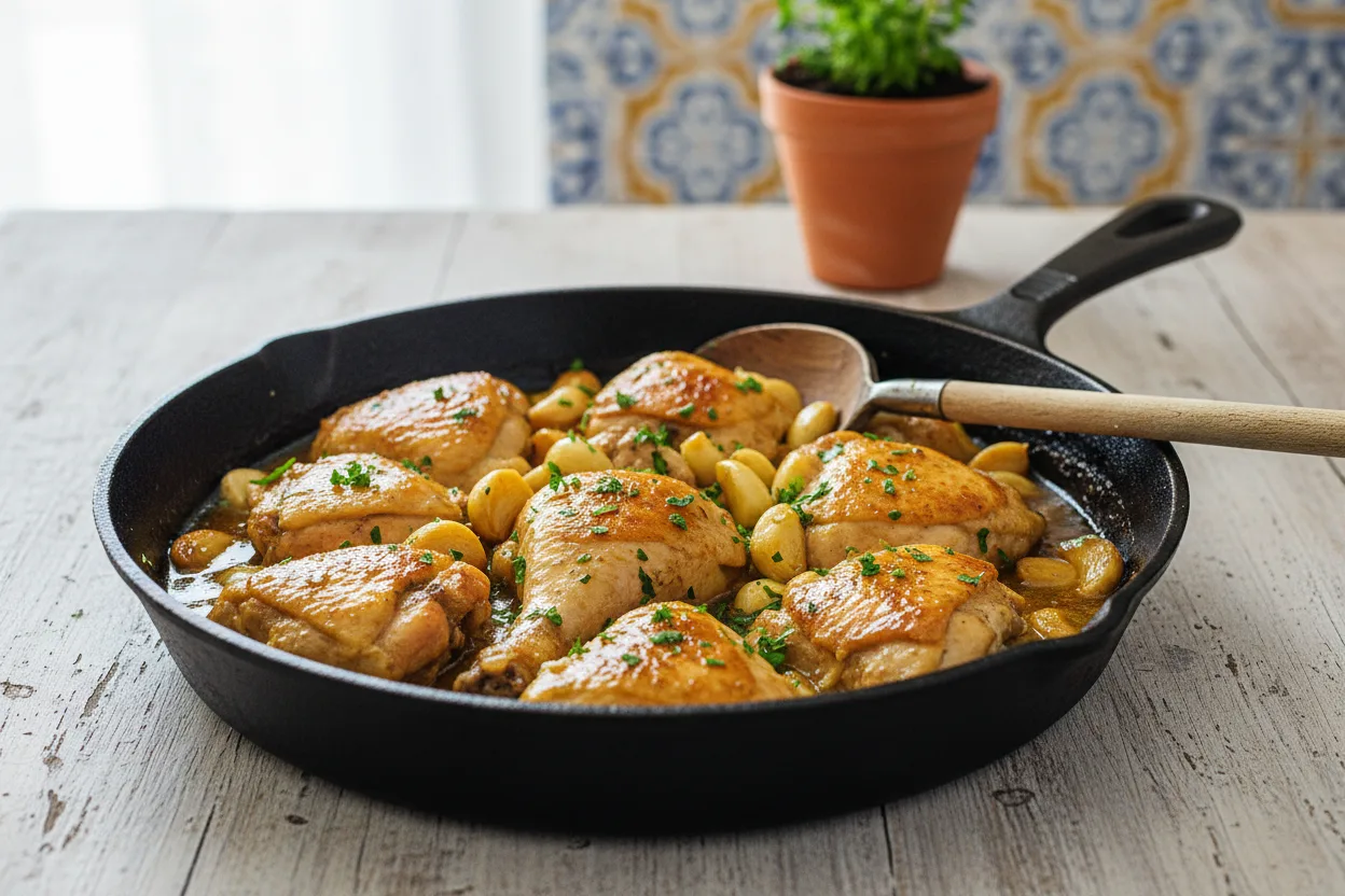 Pollo al Ajillo — a high-protein dinner spanish recipe with about 1g of fiber