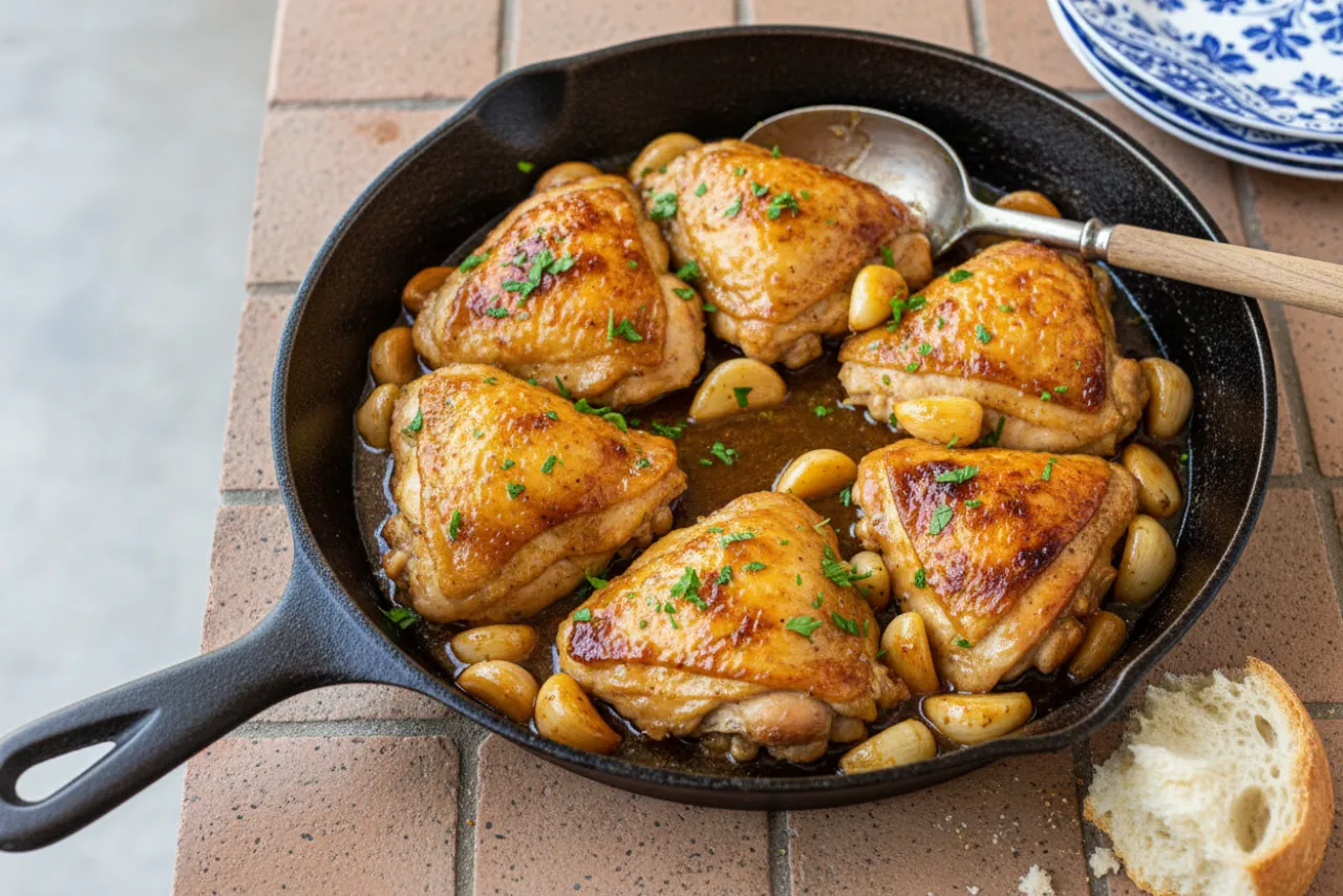 Garlic Chicken with Sherry — a high-protein chicken spanish recipe with about 1g of fiber