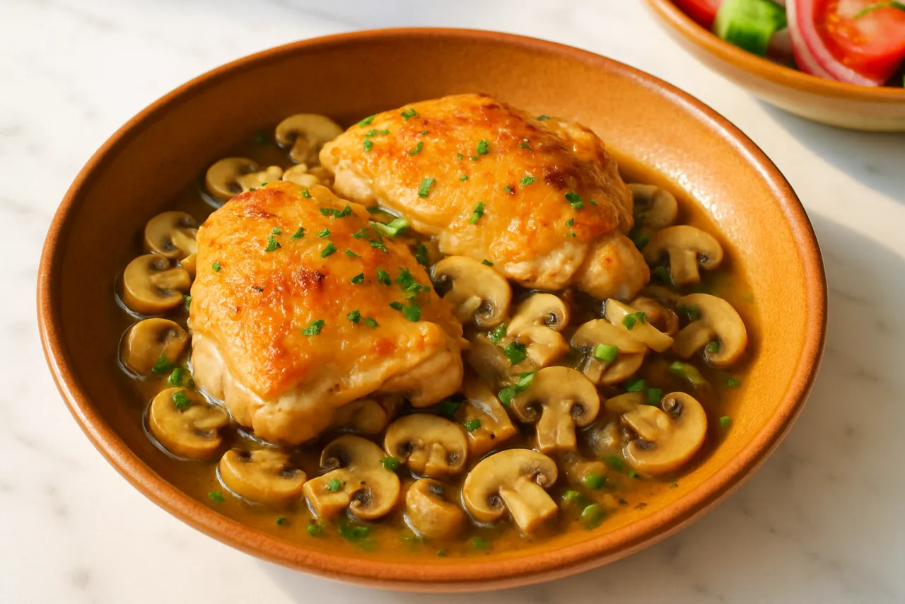 Pollo al Jerez — a high-protein low-carb spanish recipe with about 2g of fiber