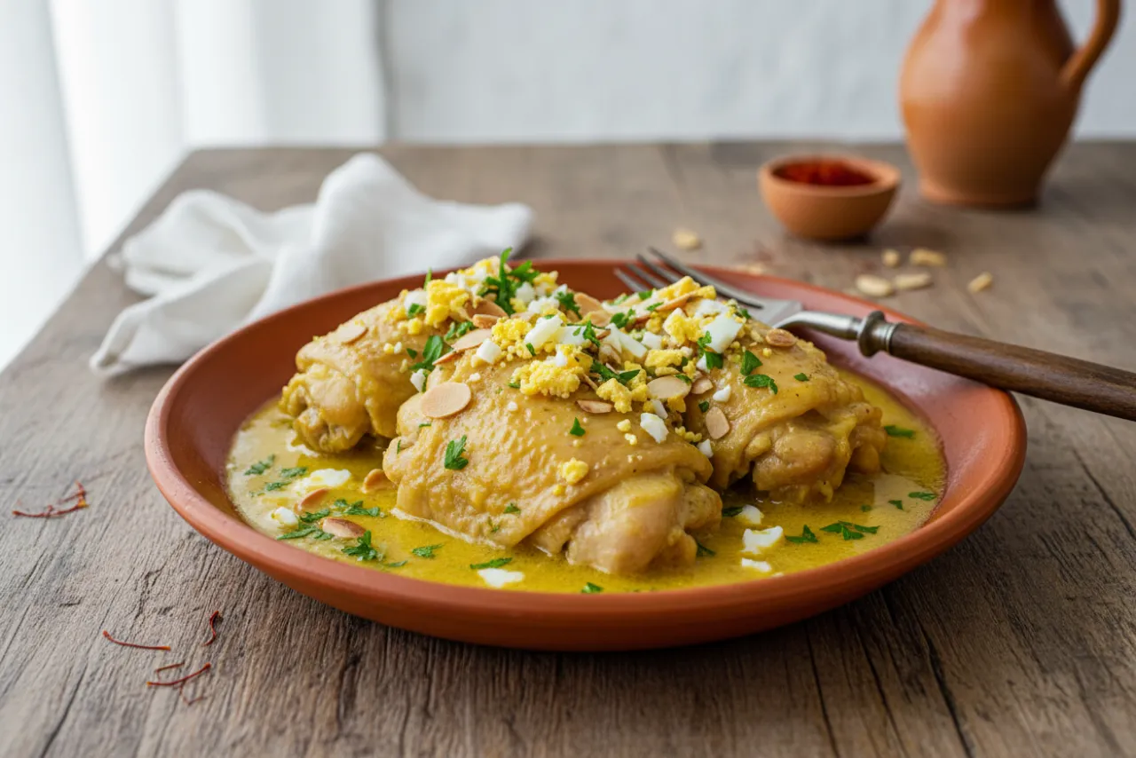 Pollo en Pepitoria — a high-protein muscle-building spanish recipe with about 2g of fiber