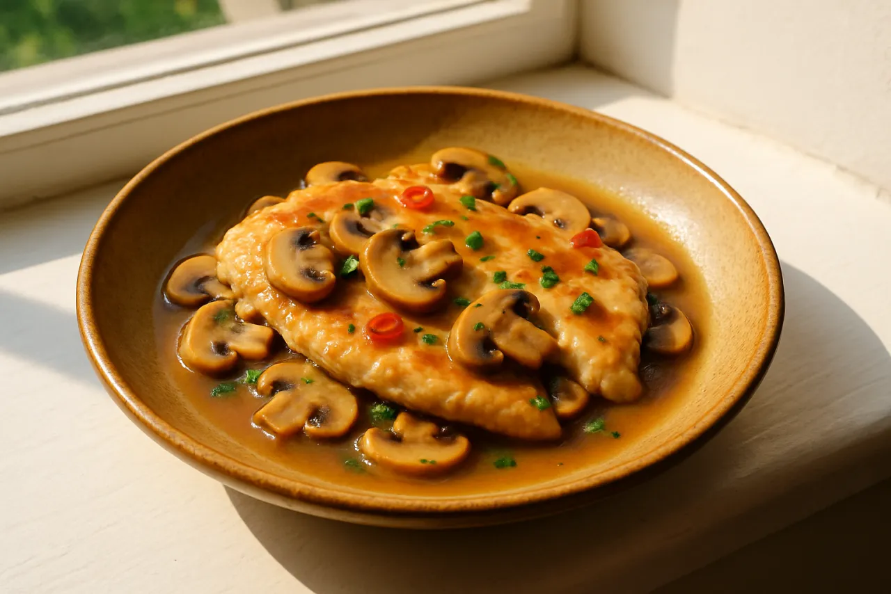 Pollo al Marsala — a high-protein low-calorie italian recipe with about 2g of fiber