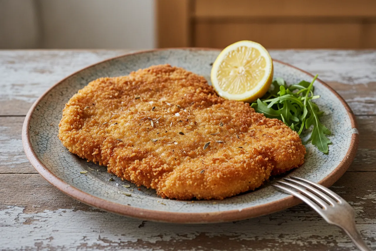 Cotoletta alla Milanese — a high-protein muscle-building italian recipe with about 3g of fiber