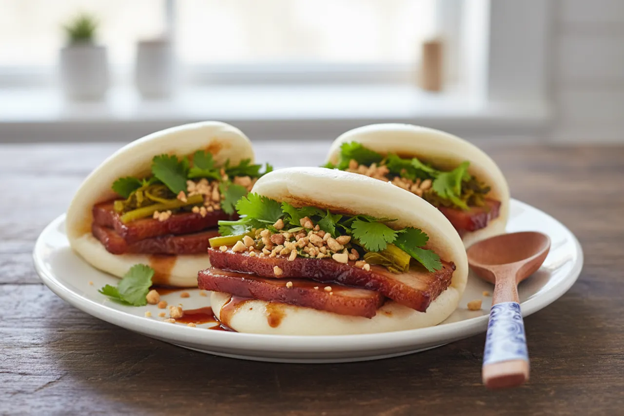 Gua Bao — Chinese recipe, finished and plated