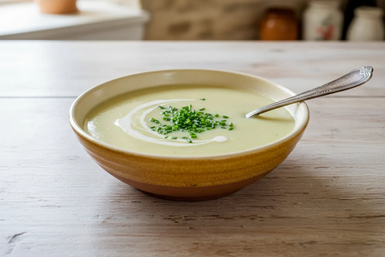 Potage Parmentier — French recipe, finished and plated