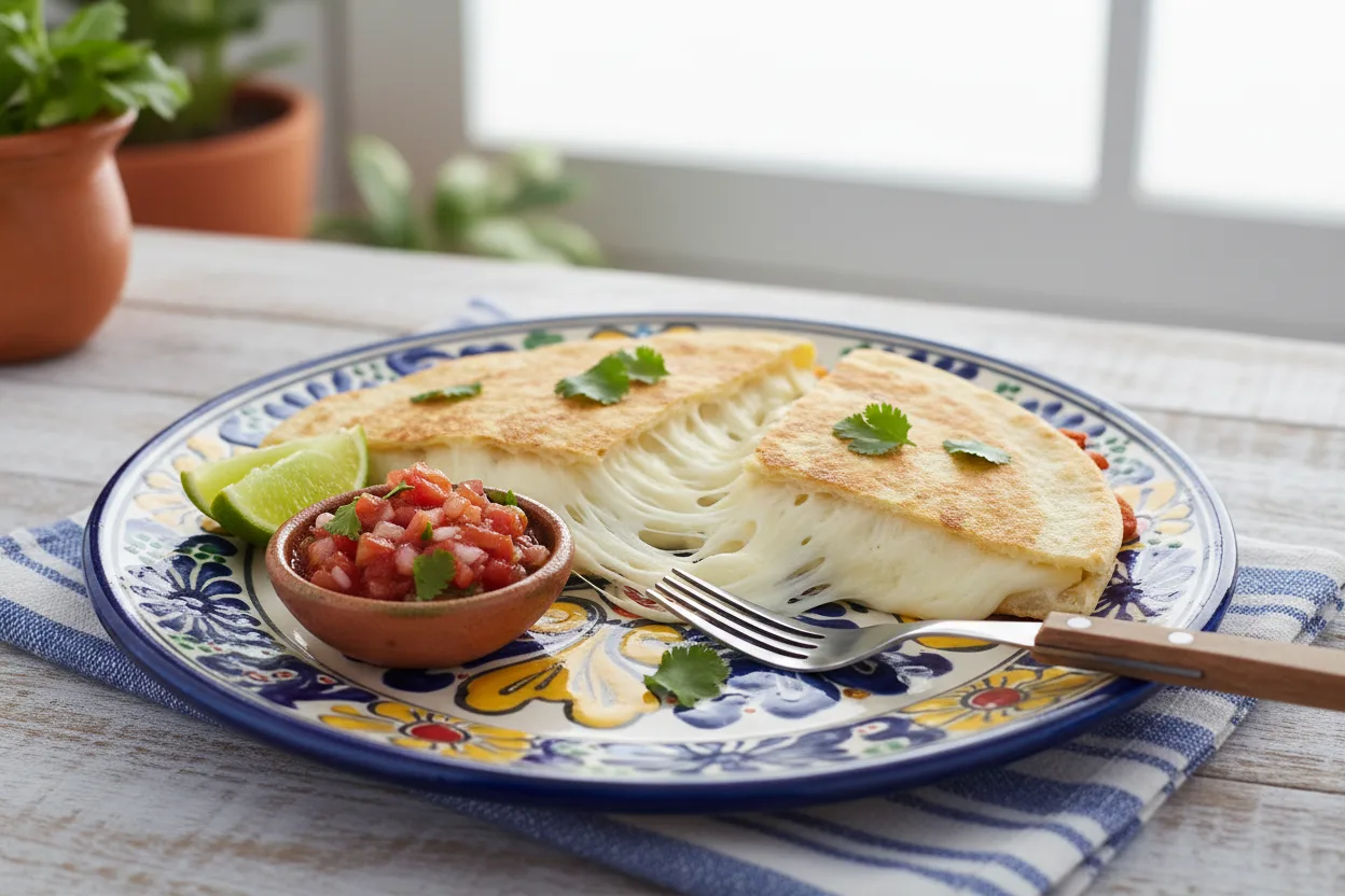Quesadilla — a high-protein vegetarian mexican recipe with about 3g of fiber