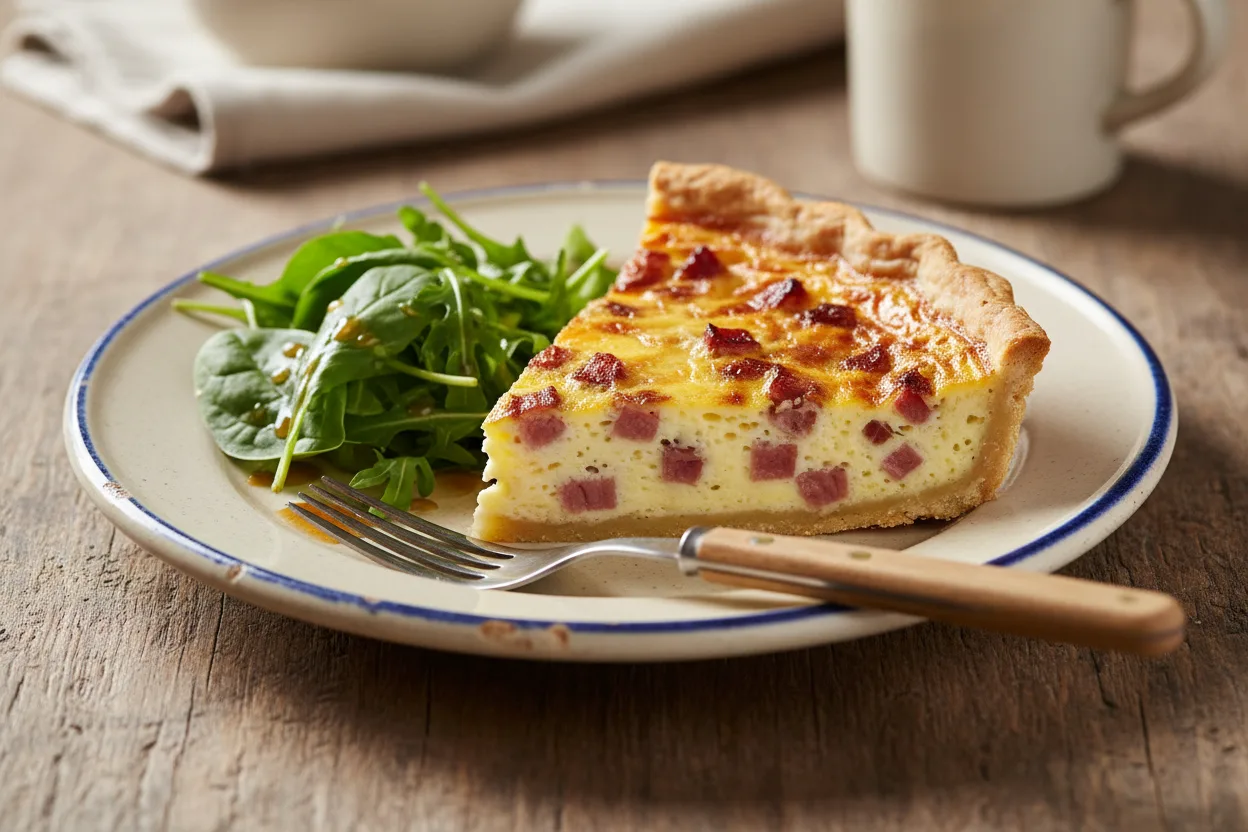 Quiche Lorraine — French recipe, finished and plated