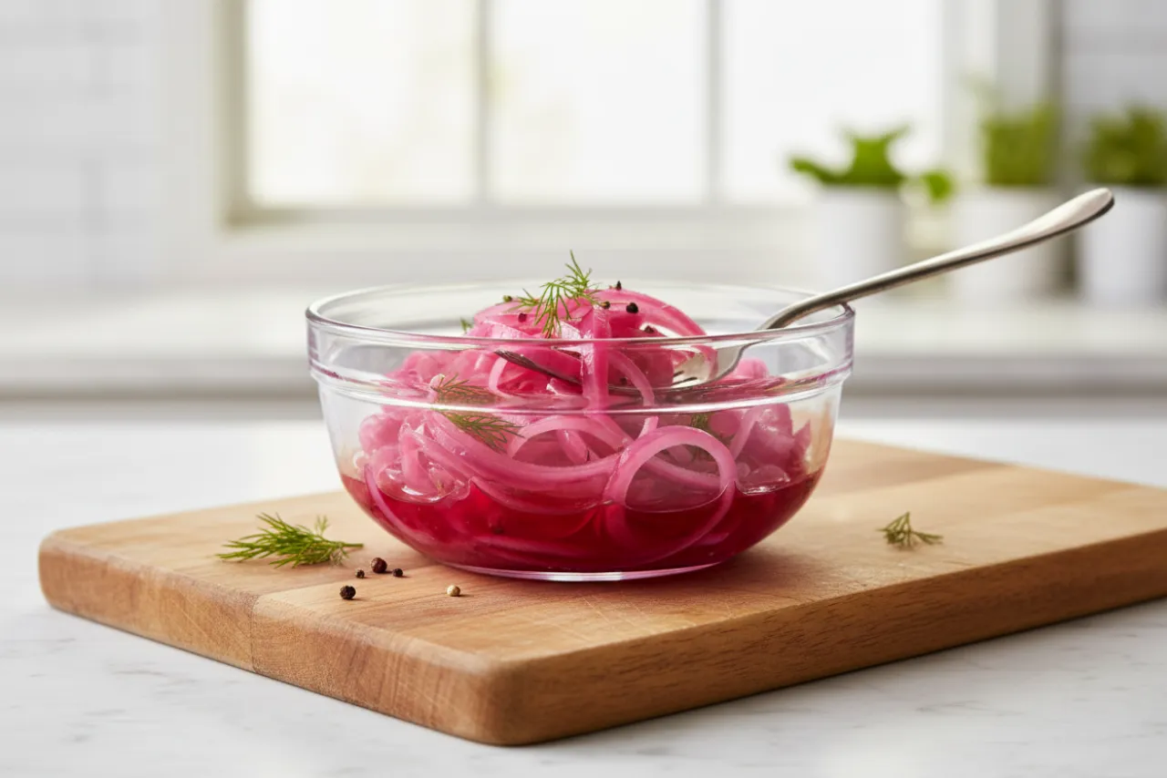 Quick Pickled Onions — Mexican recipe, finished and plated