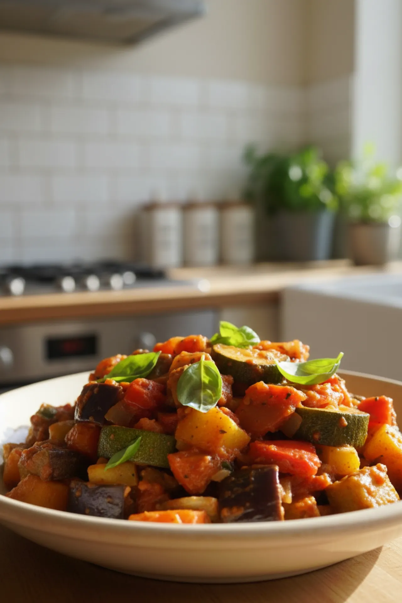 Ratatouille Nicoise — French recipe, finished and plated