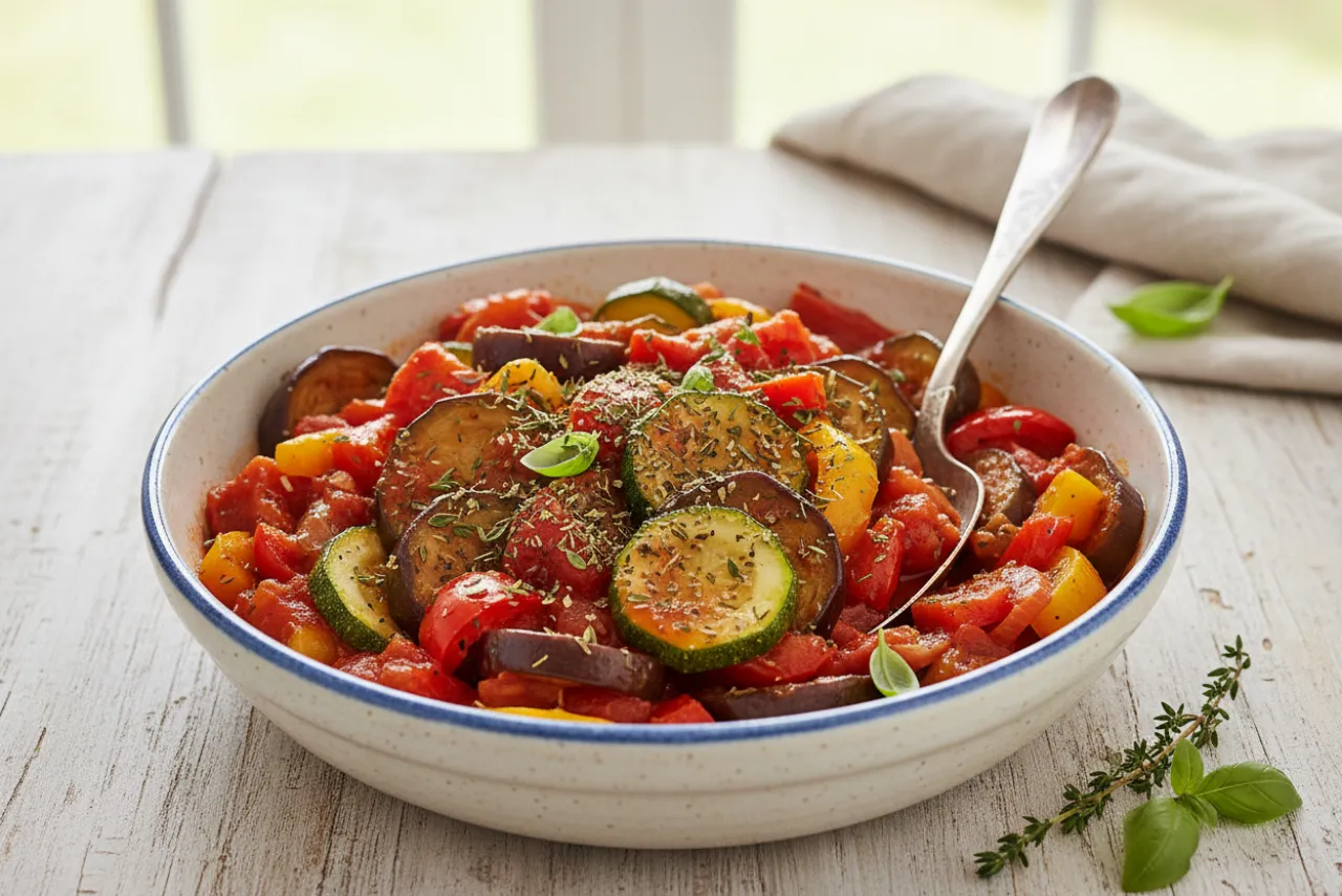 Ratatouille — a anti-inflammatory dinner mediterranean recipe with about 6g of fiber