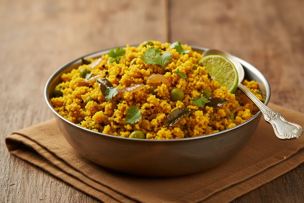 Rava Upma — Indian recipe, finished and plated