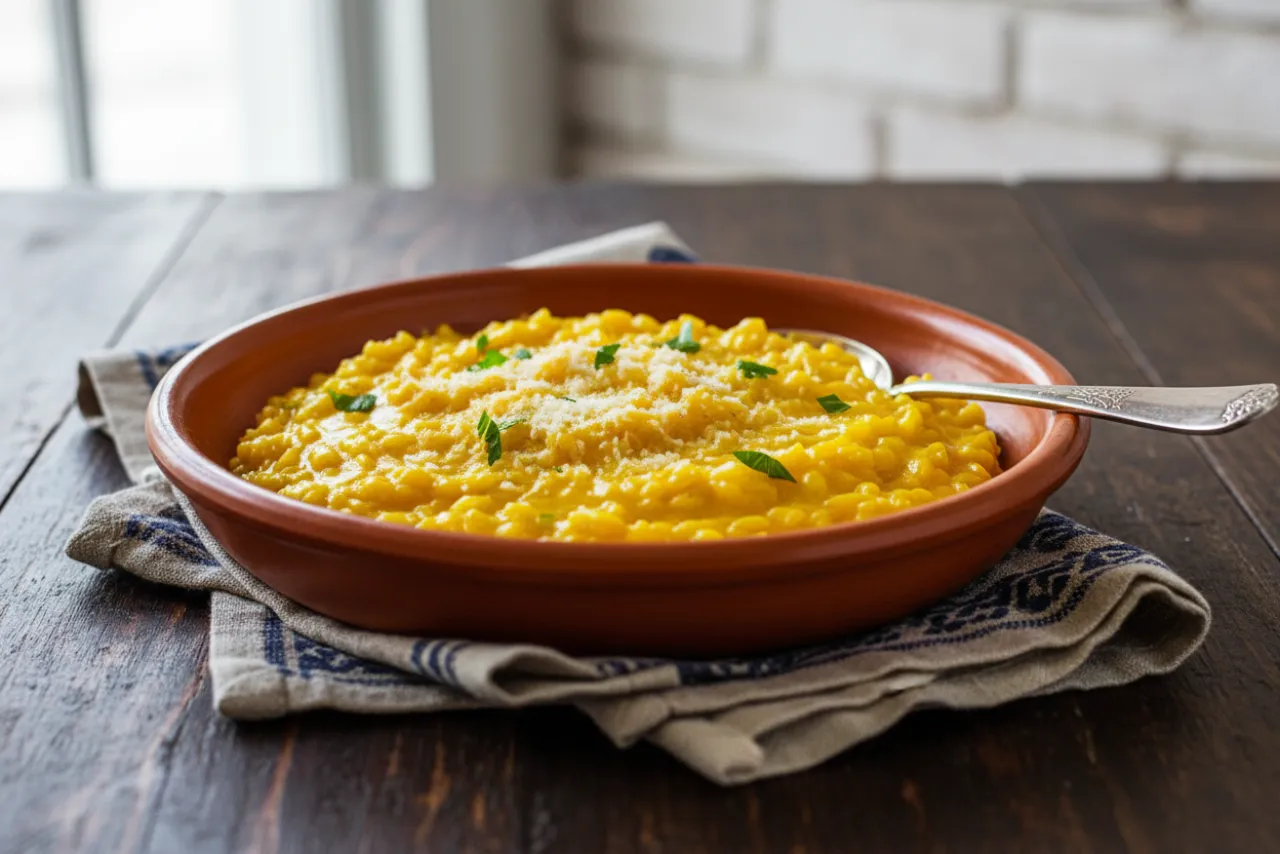Risotto alla Milanese — a healthy Italian italian recipe with about 5g of fiber