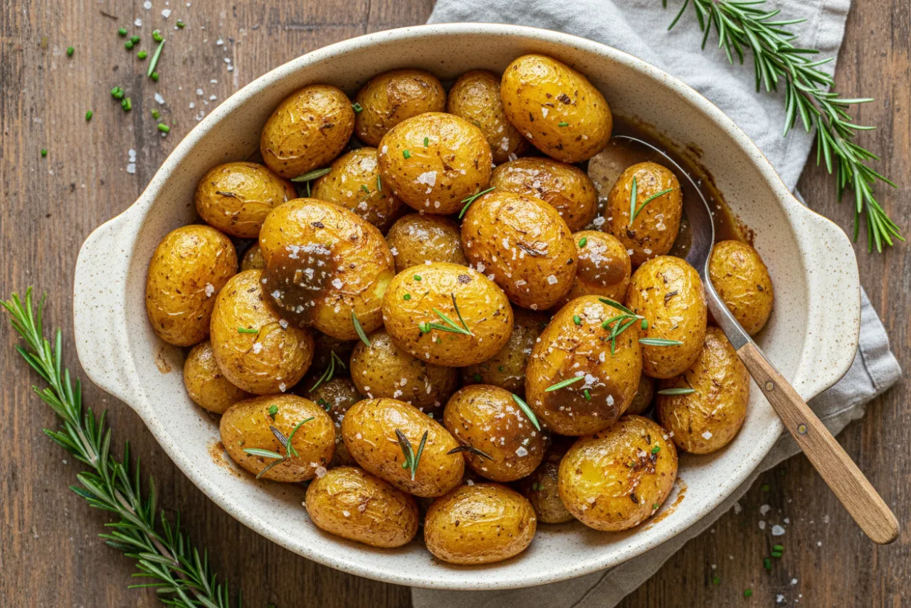 Crispy Roast Potatoes — British recipe, finished and plated