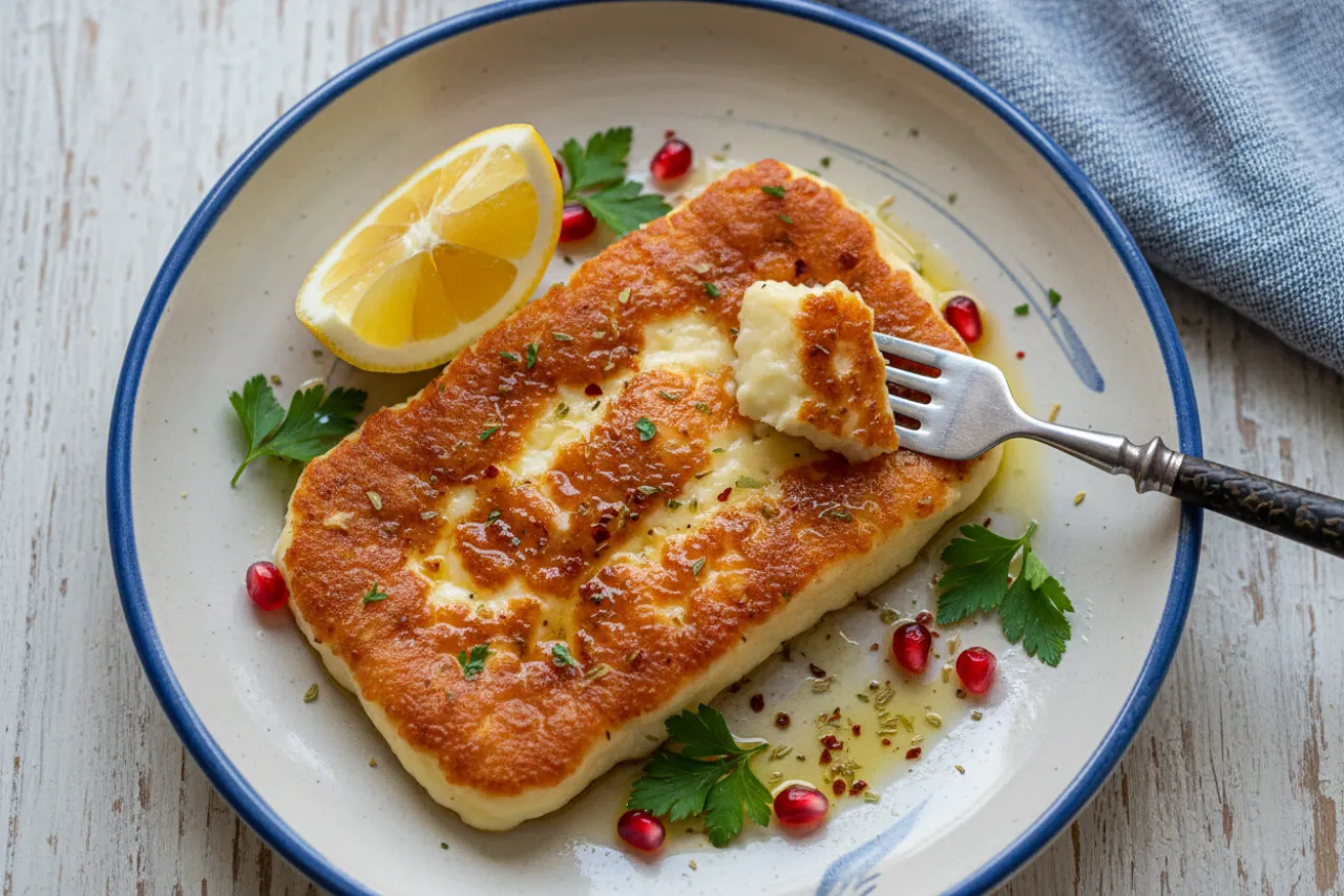 Saganaki — Greek recipe, finished and plated