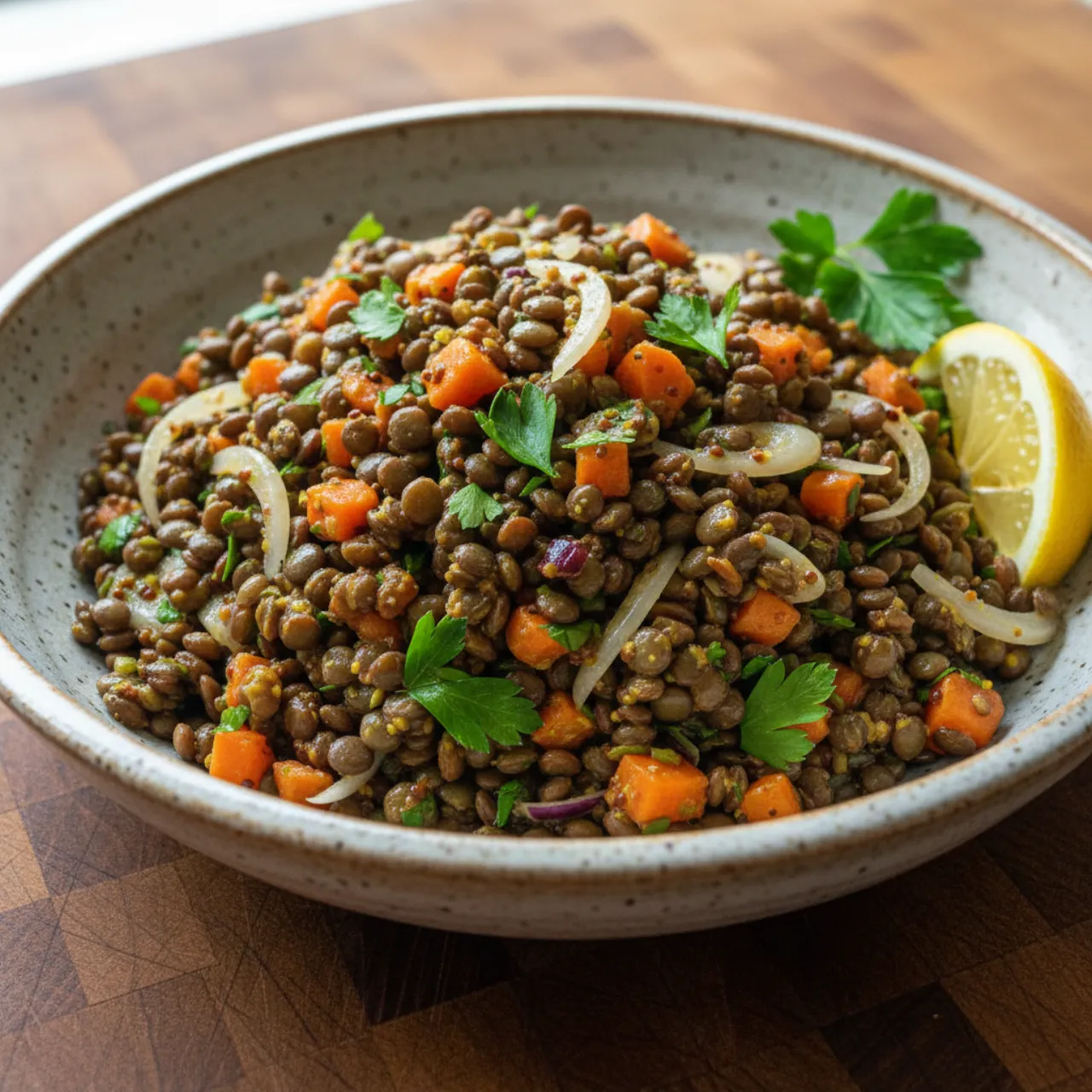 French Lentil Salad — a high-fiber salad french recipe with about 21g of fiber