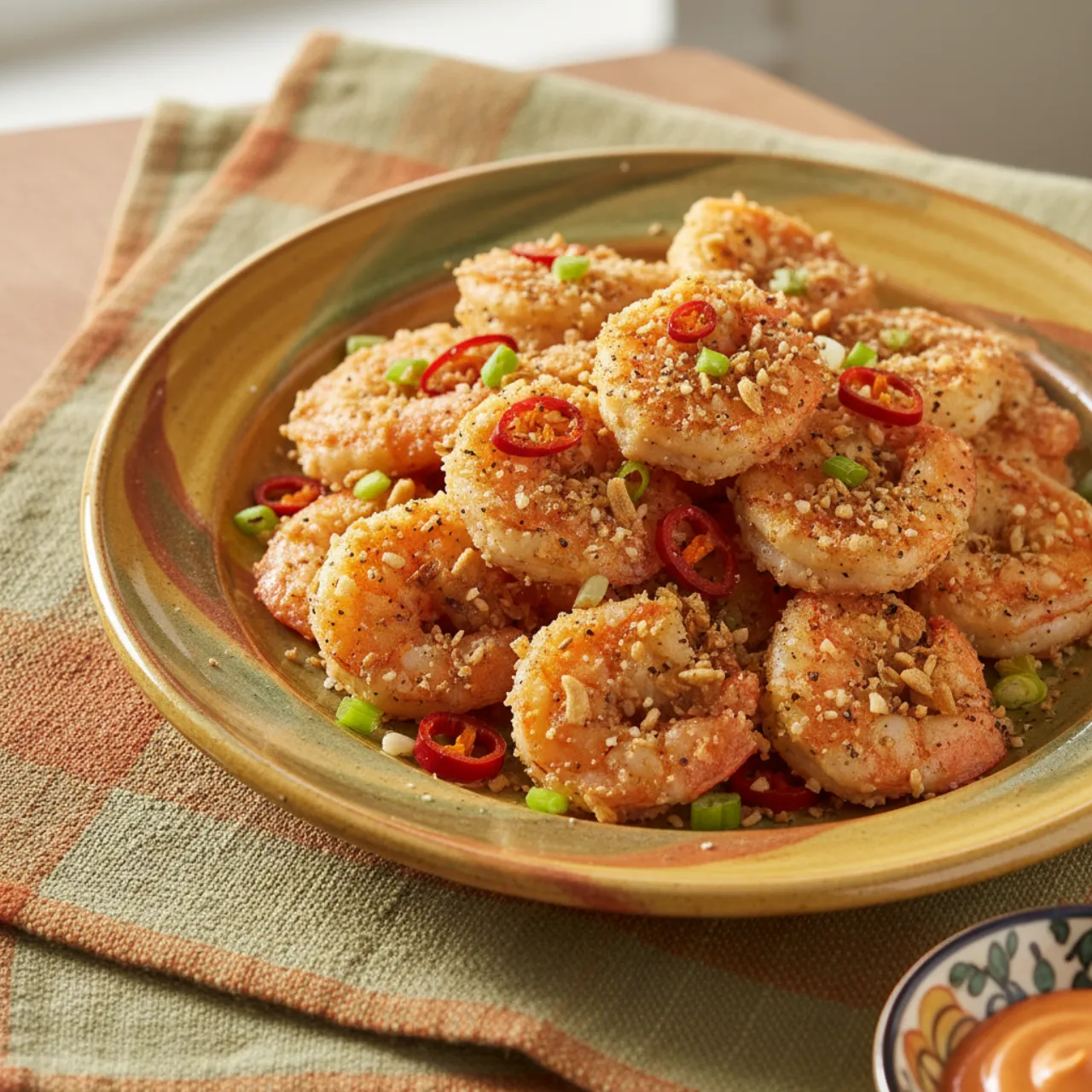 Salt and Pepper Shrimp — a high-protein low-carb chinese recipe with about 2g of fiber
