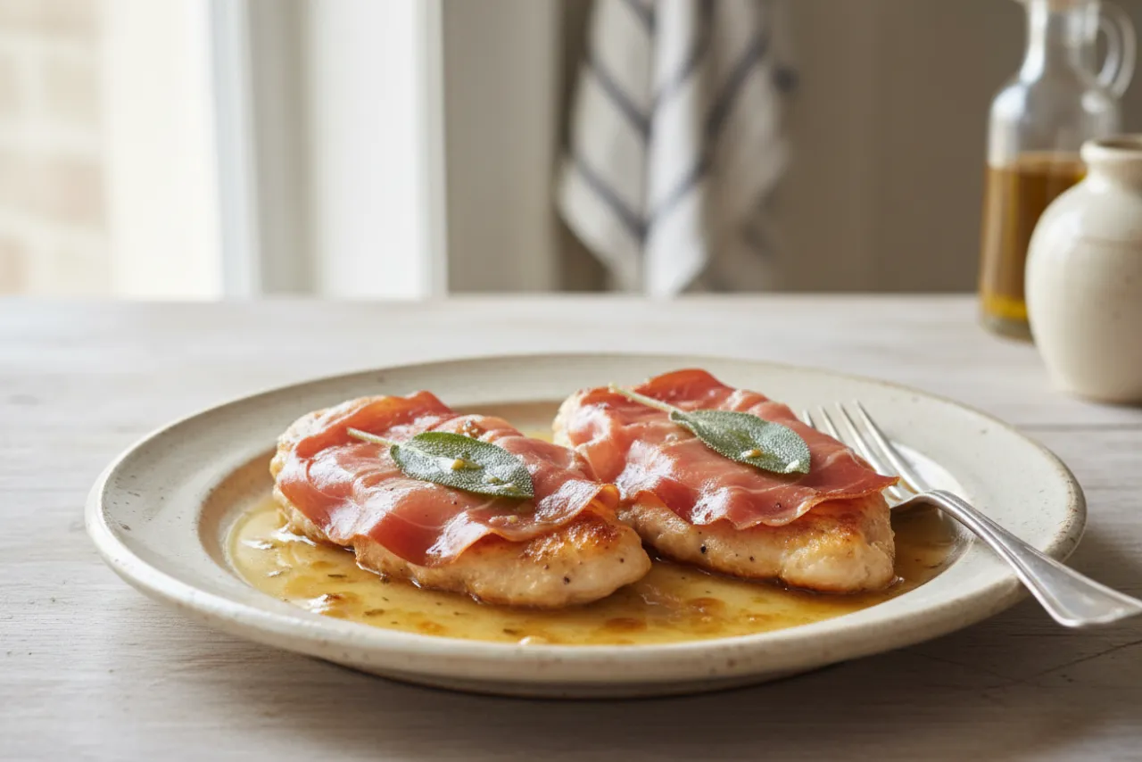 Saltimbocca alla Romana — a high-protein muscle-building italian recipe with about 1g of fiber