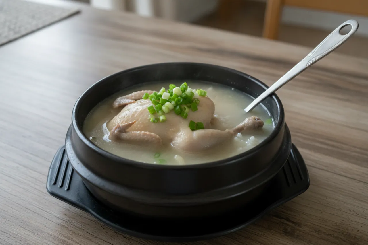 Samgyetang (Chicken Ginseng Soup) — a high-protein soup korean recipe with about 1g of fiber
