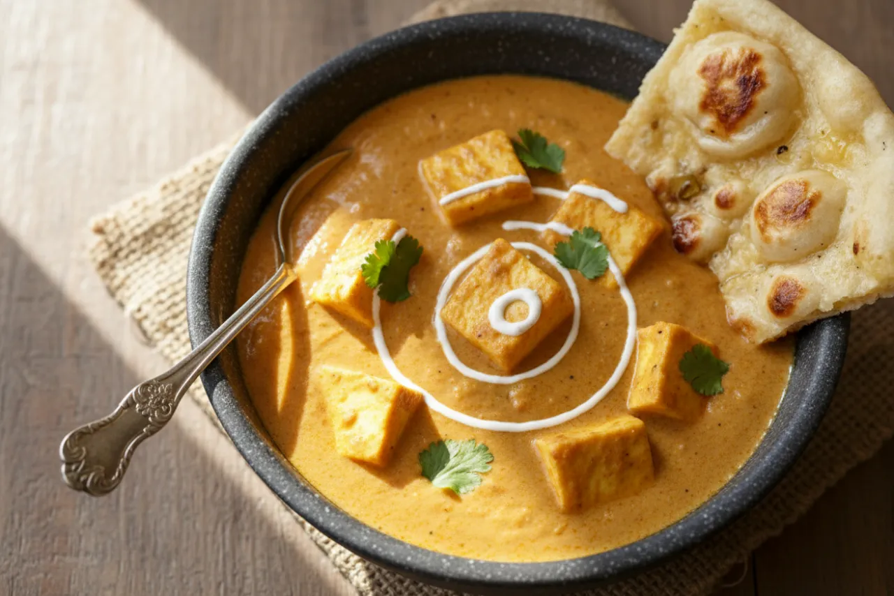 Shahi Paneer — Indian recipe, finished and plated