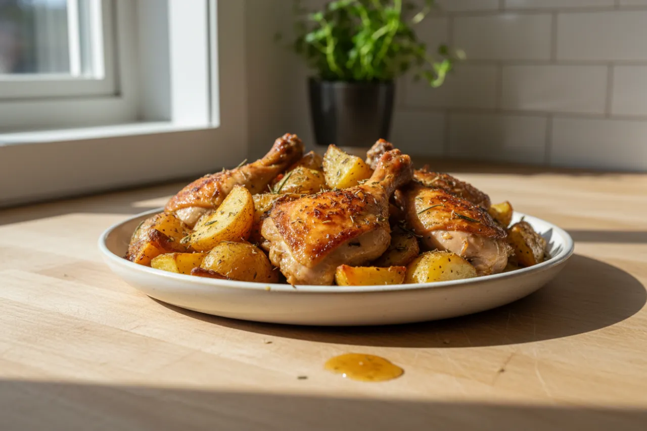 Sheet-Pan Chicken & Potatoes — a high-protein lunch american recipe with about 5g of fiber