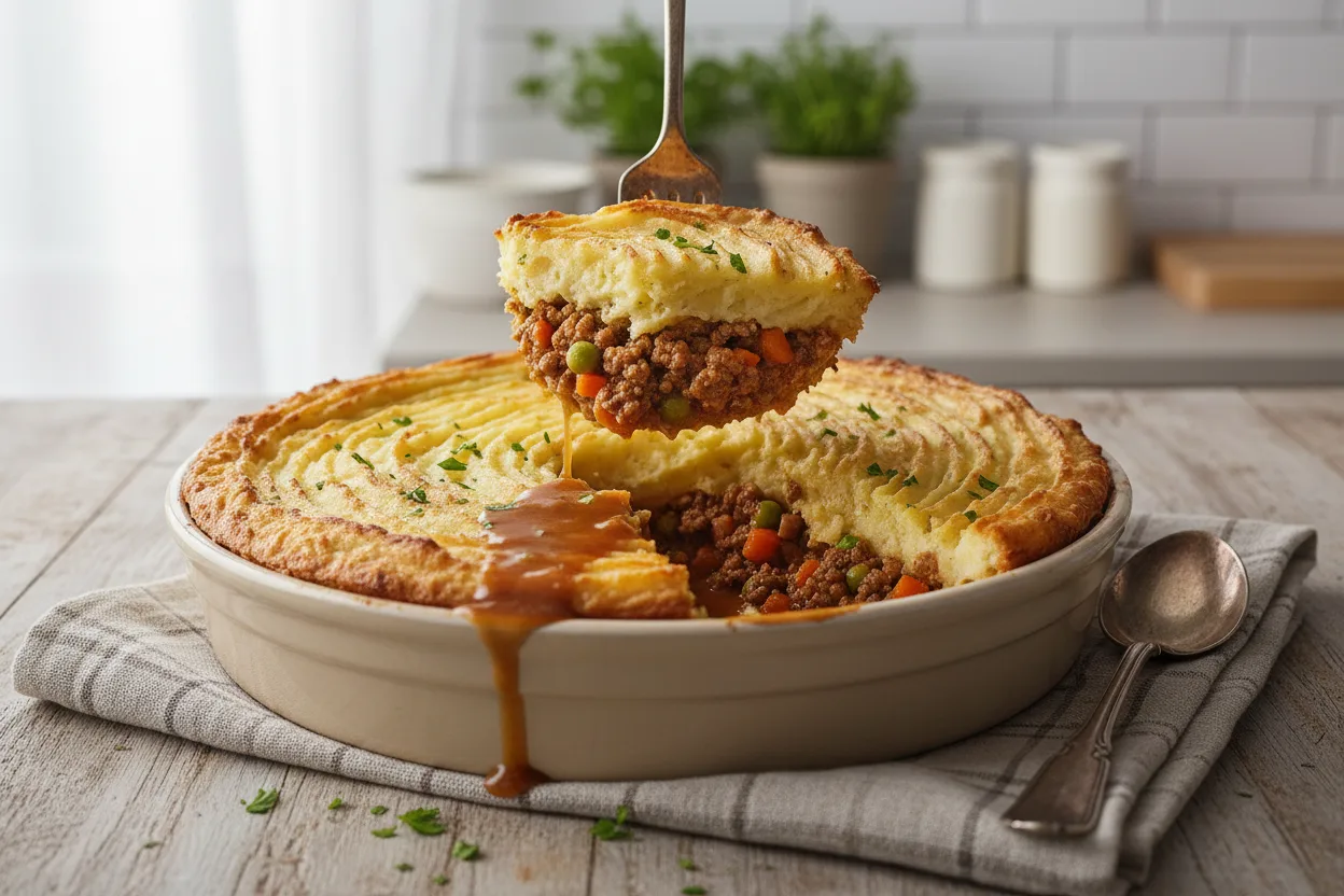 Cottage Pie — British recipe, finished and plated