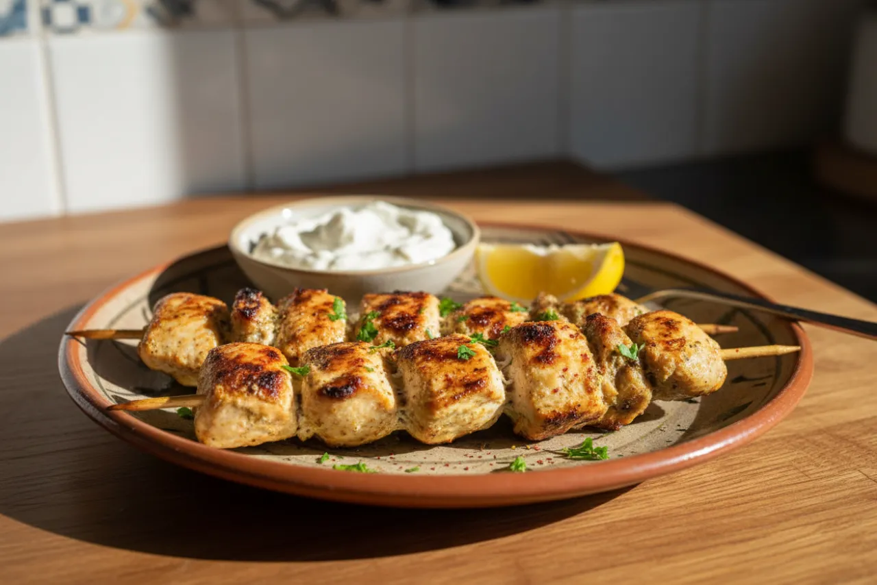 Shish Taouk — a high-protein low-carb middle eastern recipe with about 0g of fiber
