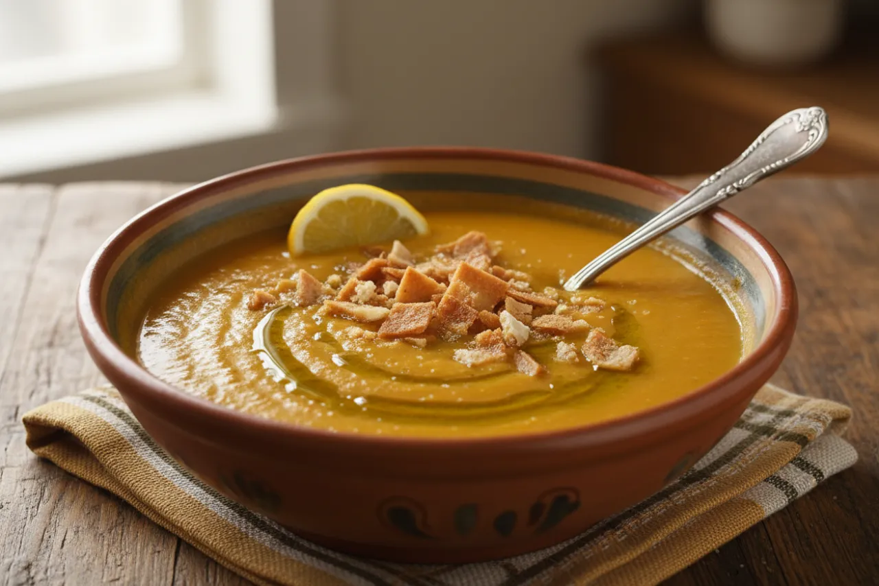 Shorbat Adas (Red Lentil and Cumin Soup) — a anti-inflammatory soup middle eastern recipe with about 8g of fiber