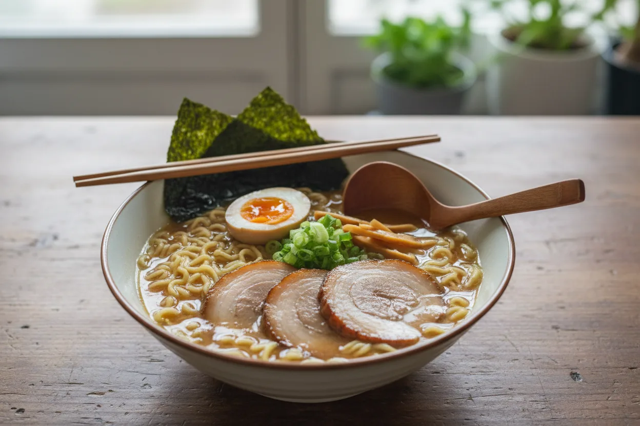 Shoyu Ramen — Japanese recipe, finished and plated