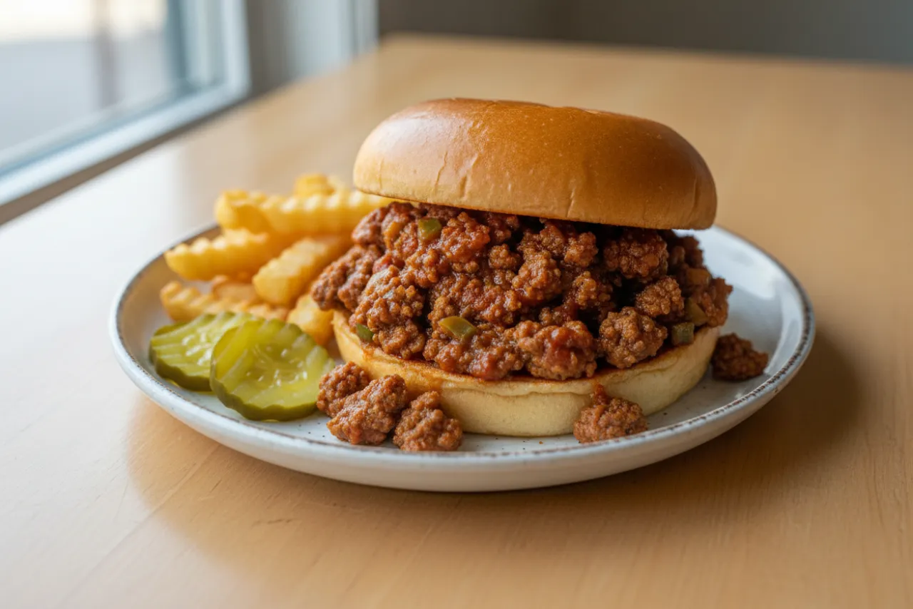 Sloppy Joes — American recipe, finished and plated