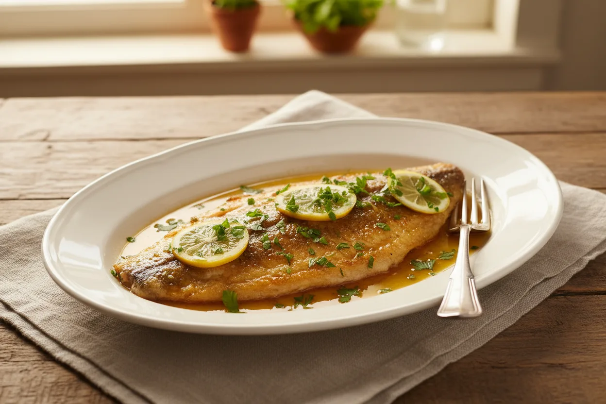 Sole Meuniere — a high-protein muscle-building french recipe with about 1g of fiber
