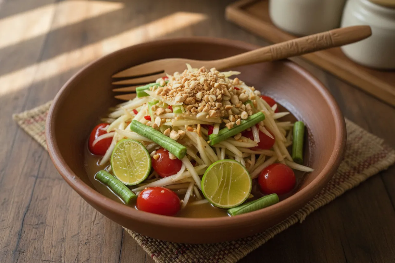 Som Tam — a high-fiber thai meal with about 5g of fiber