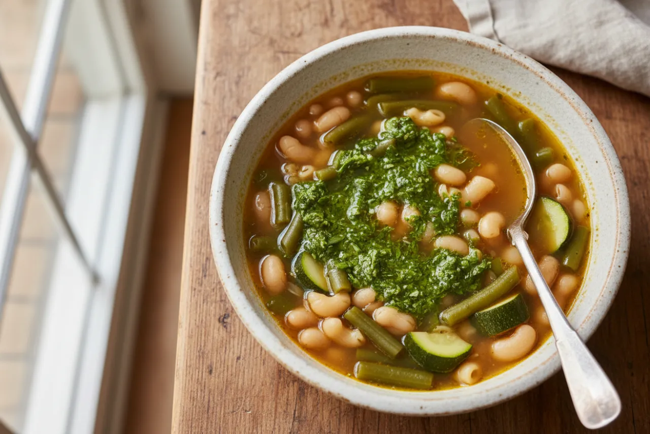 Soupe au Pistou — a slow cooker french recipe with about 12g of fiber