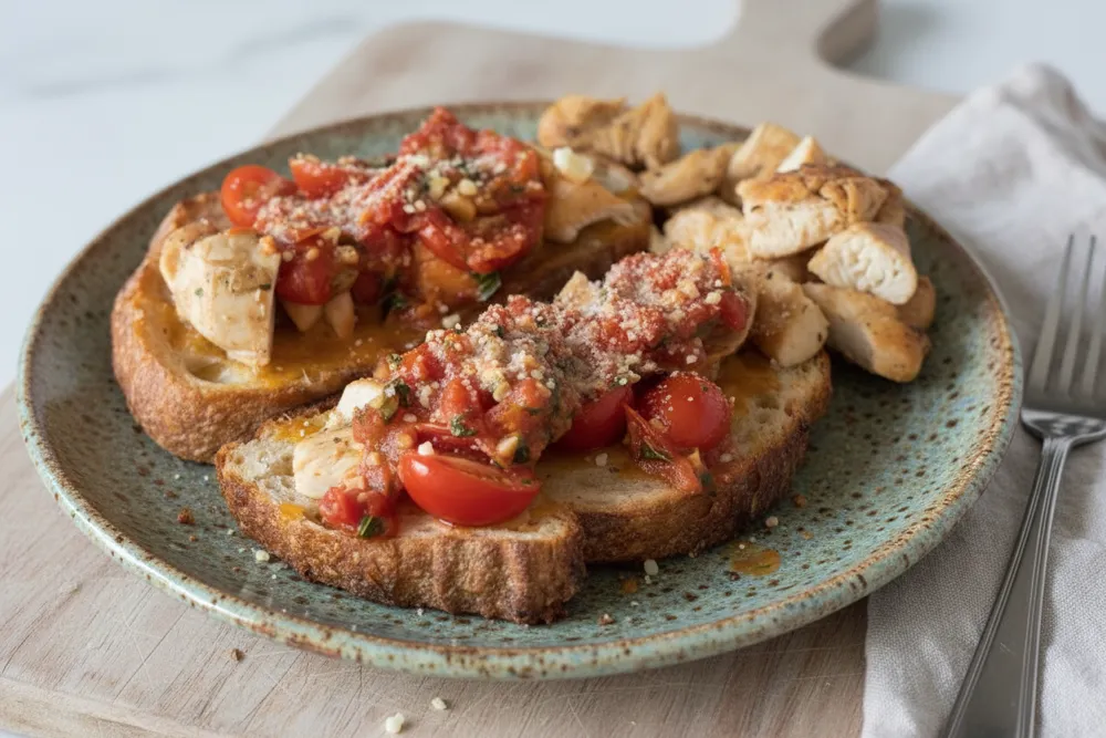 Sourdough Marinara with Chicken — Italian recipe, finished and plated