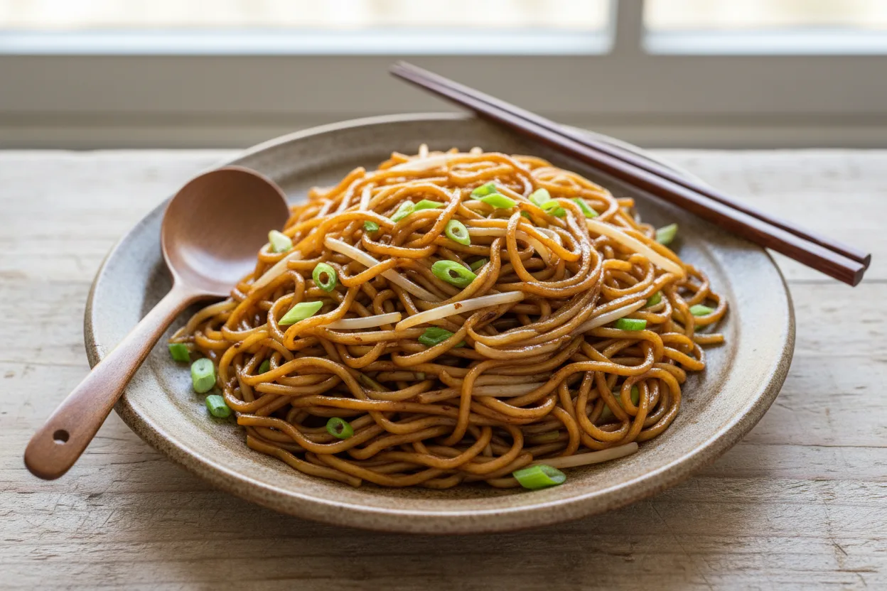 Soy Sauce Chow Mein — a dinner for two chinese recipe with about 7g of fiber