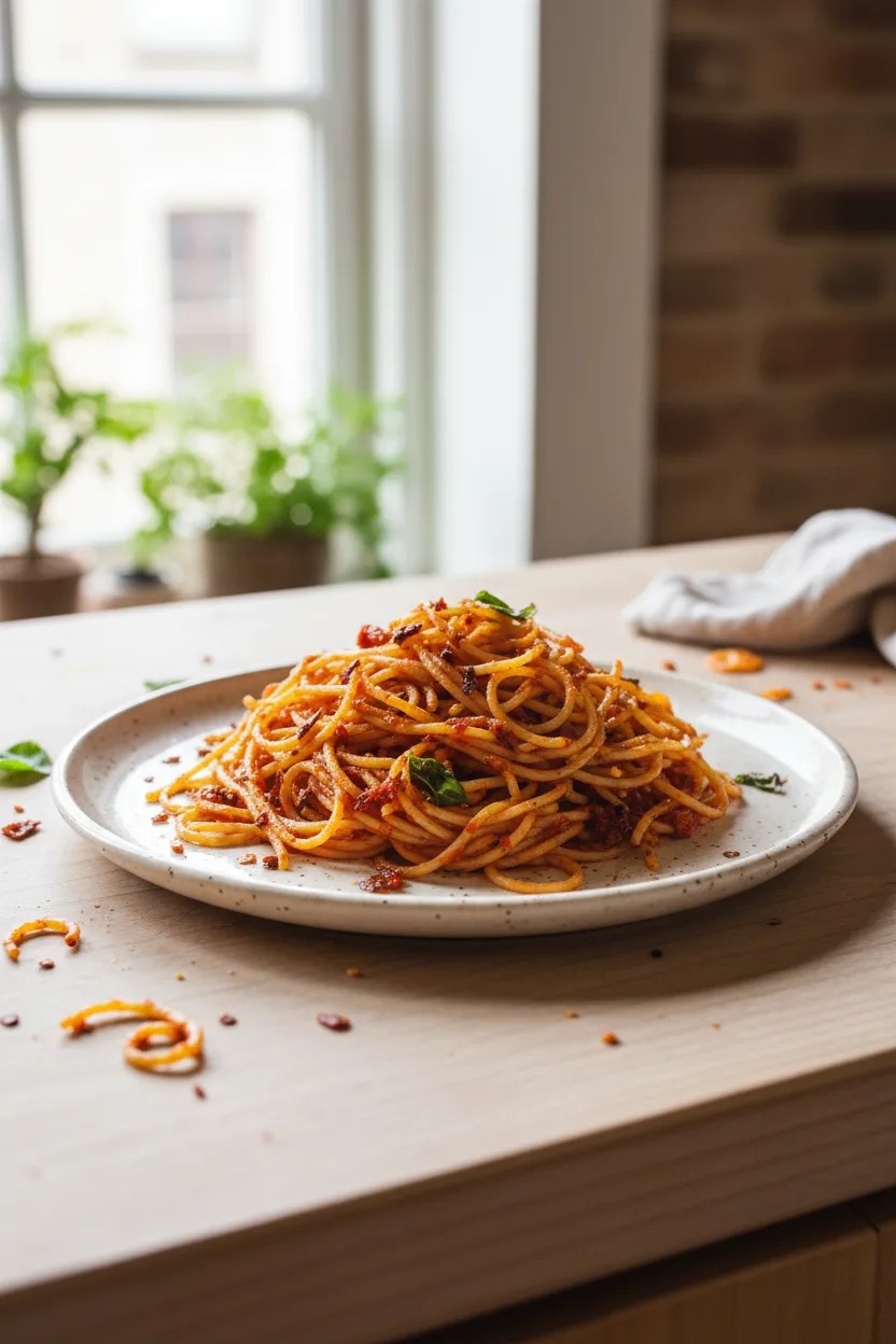 Spaghetti all'Assassina — Italian recipe, finished and plated