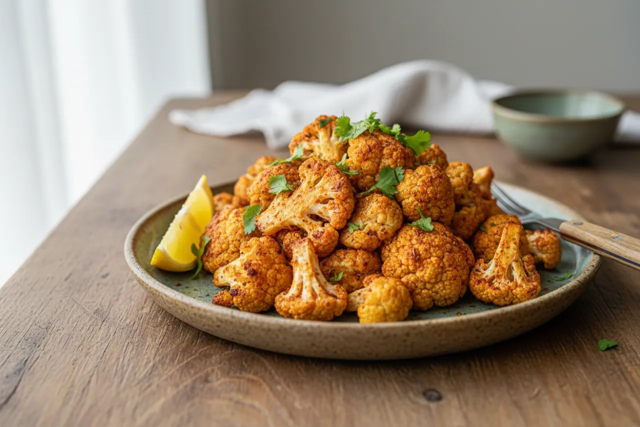 Spiced Roasted Cauliflower — Middle Eastern recipe, finished and plated