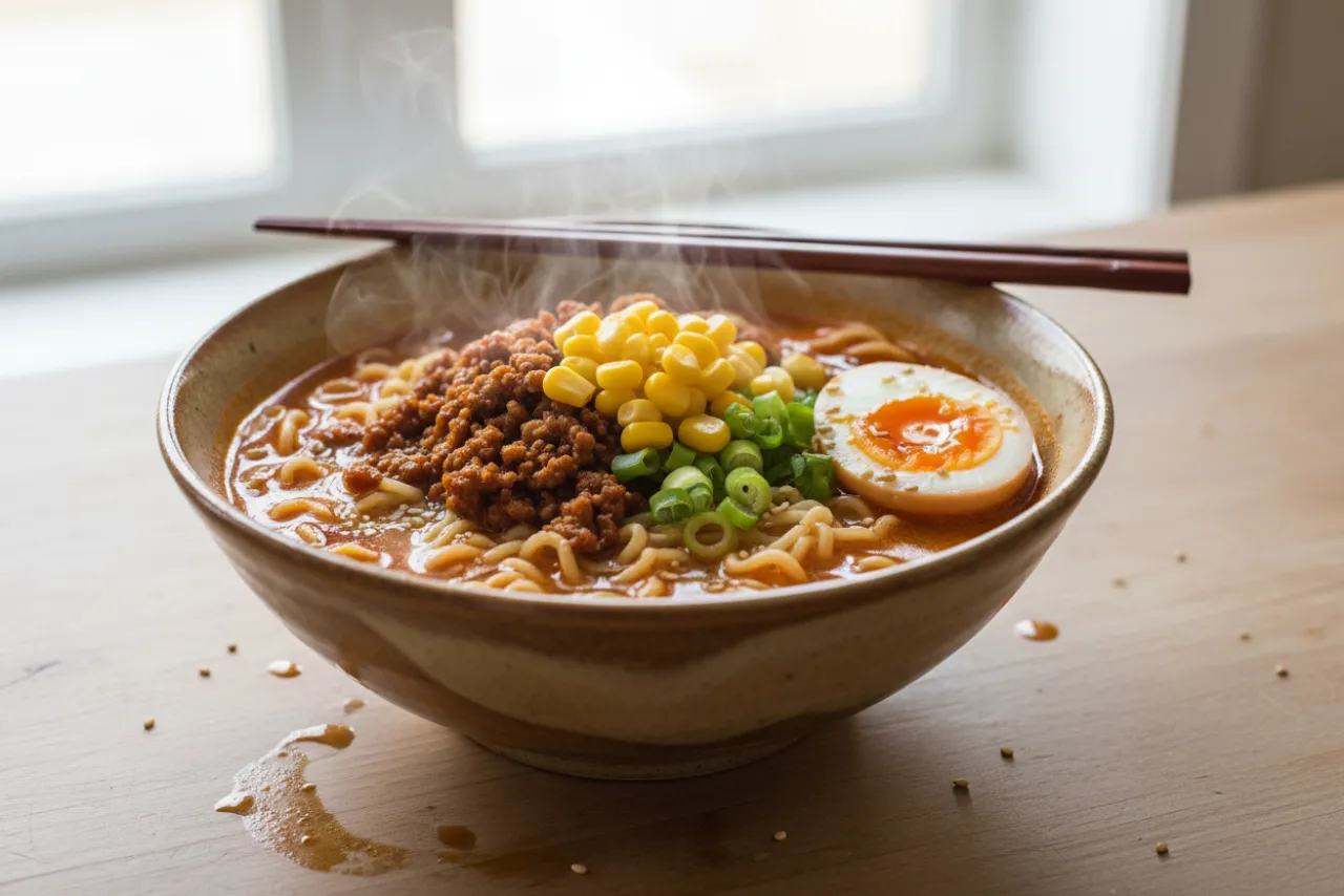 Spicy Miso Ramen — Japanese recipe, finished and plated