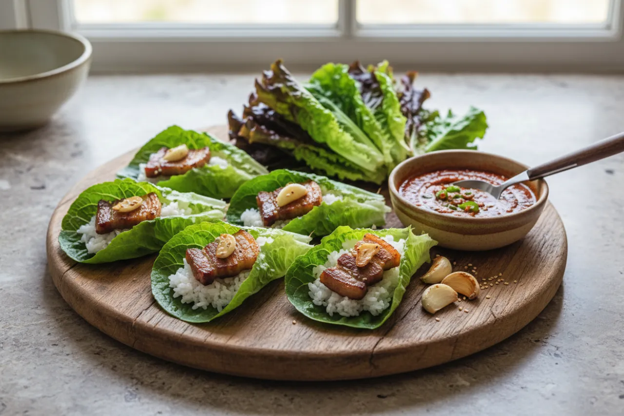 Lettuce Wraps with Ssamjang — a keto dinner korean recipe with about 4g of fiber
