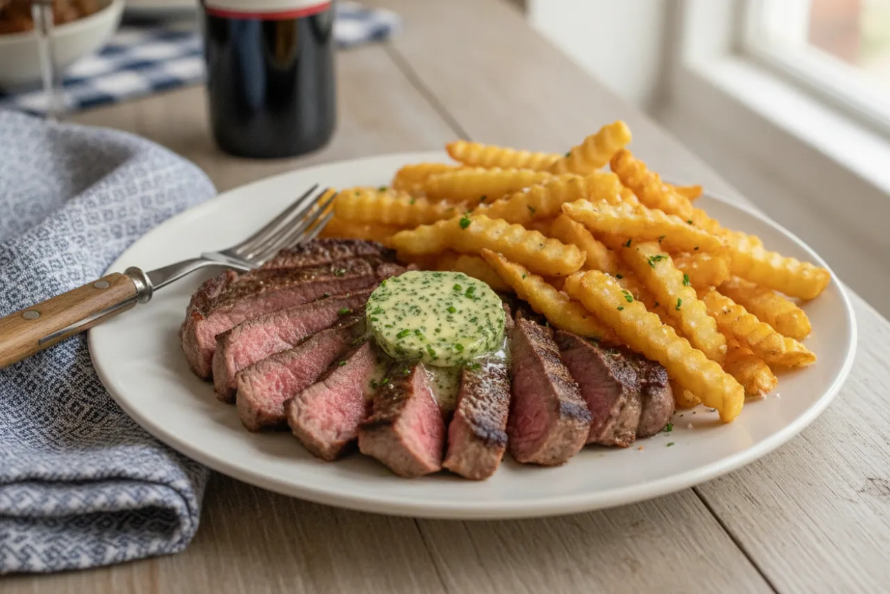Steak Frites — a dinner for two french recipe with about 9g of fiber